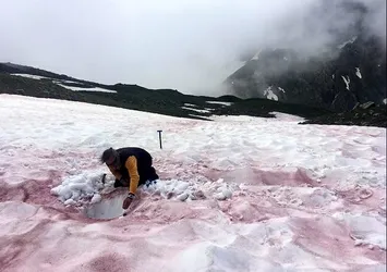Efsane gerçek oldu! Alplere 'kırmızı kar' yağdı