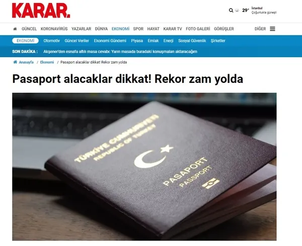 Muhalif medyadan şimdi de pasaport yalanı! Zam gelecek iddialarına yalanlama geldi! Halk TV ve Karar devrede...