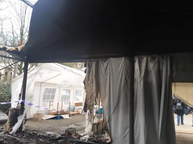 Brüksel’deki PKK çadırı yakıldı
