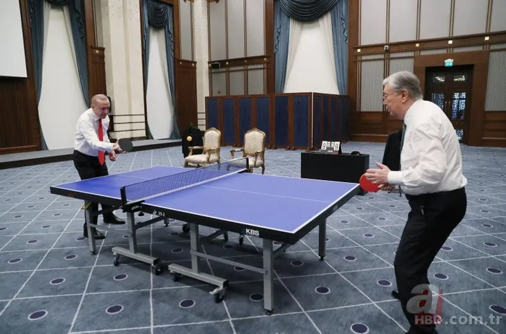 Başkan Erdoğan Kazakistan Cumhurbaşkanı Tokayev masa tenisi oynadı