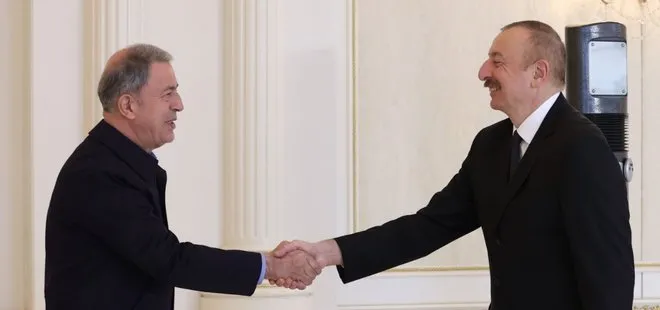 Milli Savunma Bakanı Hulusi Akar İlham Aliyev bir araya geldi