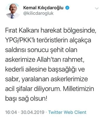 Kemal Kılıçdaroğlu’nun şehit asker için attığı tweete tepkiler çığ gibi!