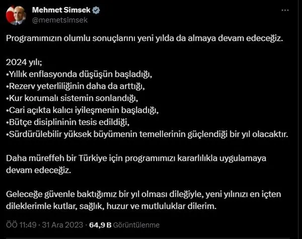 hazine-ve-maliye-bakani-mehmet-simsekten-2024-mesaji-enflasyonda-dususun-basladigi-yil-olacak-1704013310040.jpeg Hazine ve Maliye Bakanı Mehmet Şimşek'ten 2024 mesajı: Enflasyonda düşüşün başladığı yıl olacak - 1