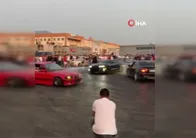 Drift yapan araçları görüntülüyordu! Bu kareden saniyeler sonra...