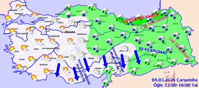 Karadeniz sistemi bereket getirdi! Meteoroloji'den 5 kente sarı kod: Çığ, sağanak, kar, sis... 12
