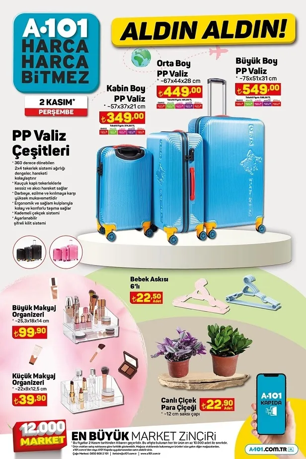 4 Kasım A101 aktüel ürünler kataloğu yayınladı! A101’de 479 TL'ye çay makinesi, ütü 399 TL, 349 TL'ye bavul, 49 TL’ye cam matara satacak - 5