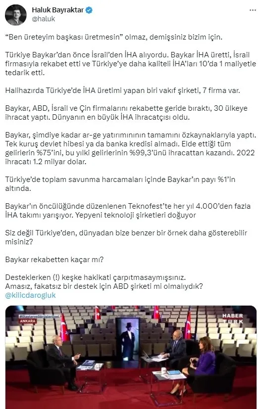 Kılıçdaroğlu'nun iki yüzlü İHA/SİHA sözlerine Haluk Bayraktar'dan sert tepki: Bu tutarsız halinizi milletimizin takdirine sunuyoruz - 6