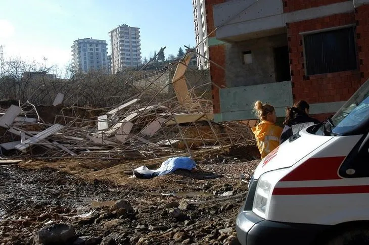 Trabzon’da inşaat iskelesi çöktü