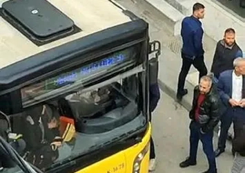Başakşehir'de İETT otobüsüne tekme tokat saldırı
