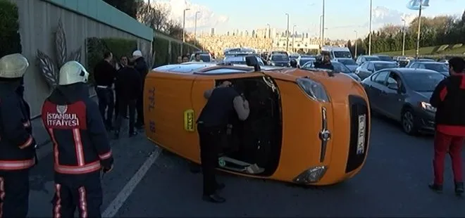 E-5’te Edirnekapı mevkiinde bir araç takla attı