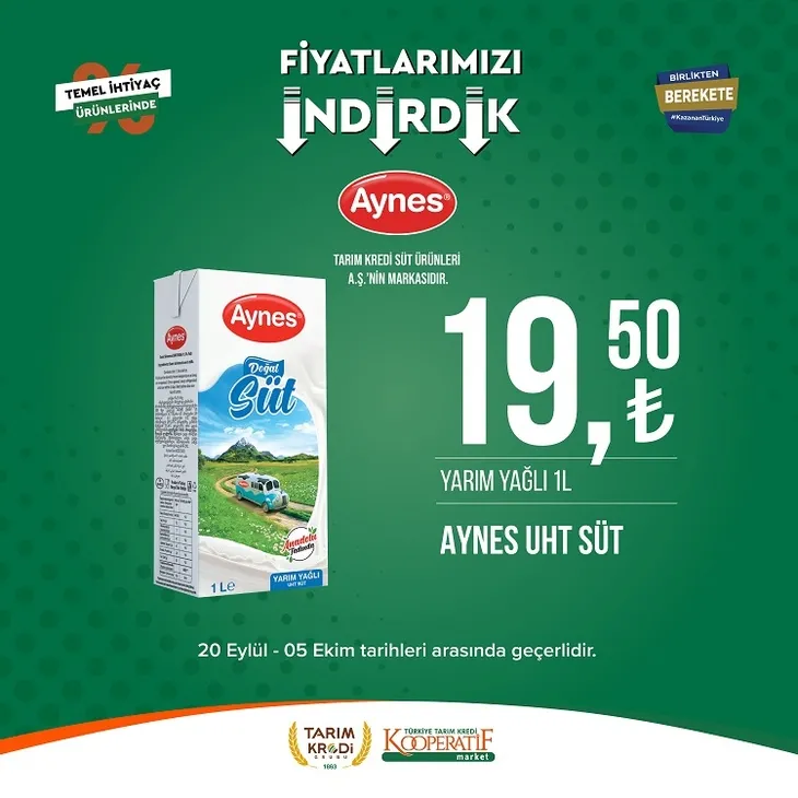 Tarım kredi market yeni indirim listesi yayınladı! 117.90 TL’ye Sucuk, 104.90 TL’ye Beyaz Peynir, 35.75 TL’ye Pirinç, 23.90 TL’ye dev Kağıt Havlu yer alıyor