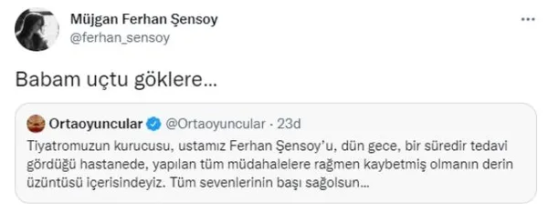 Ferhan Şensoy hayatını kaybetti