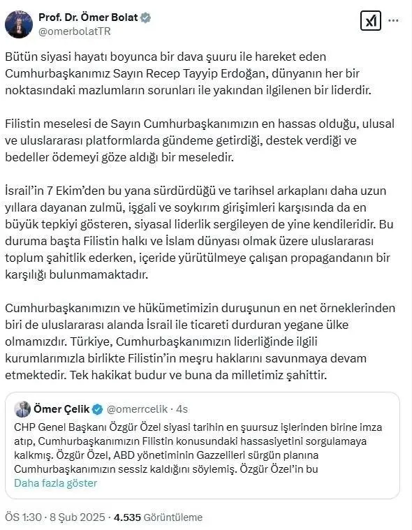 1739020487038.jpeg Ticaret Bakanı Ömer Bolat'ın CHP lideri Özgür Özel'e tepkisi (X)
