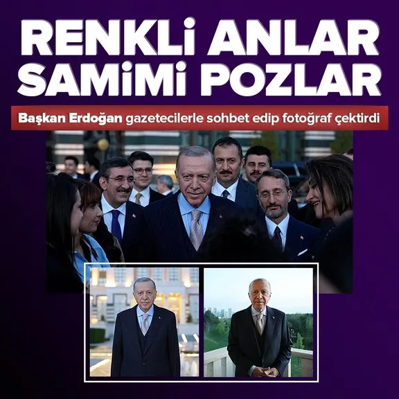 Külliye’de renkli anlar: Başkan Erdoğan gazeteciler ile sohbet edip fotoğraf çektirdi!