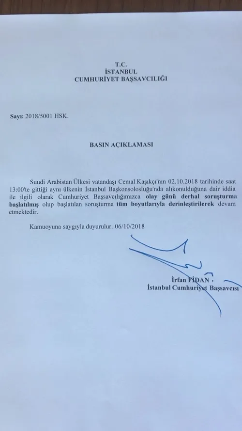 Başsavcılık’tan kayıp gazeteci Suudi Cemal Kaşıkçı kararı