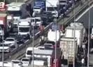 TEM Otoyolu Edirne istikametinde tır devrildi