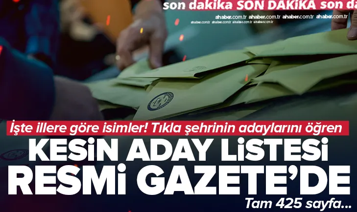 Milletvekili kesin aday listesi Resmi Gazetede!