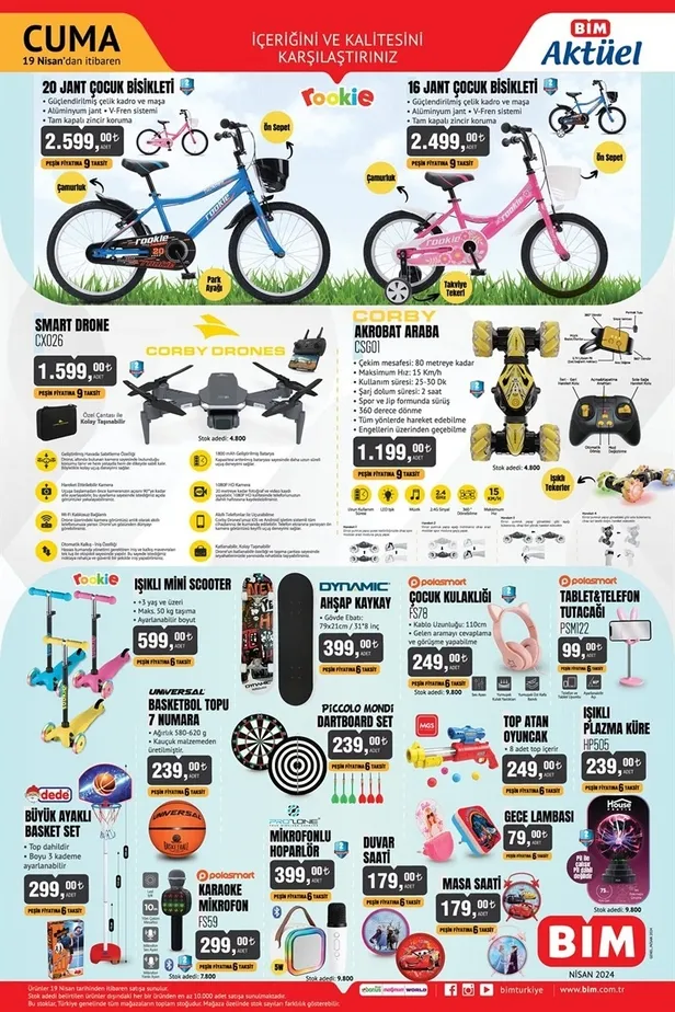 23 Nisan BİM aktüel kataloğu: BİM’e Elektrikli Bisiklet, Mini Buz Dolabı, Drone, Terlik Çeşitleri ucuza geliyor