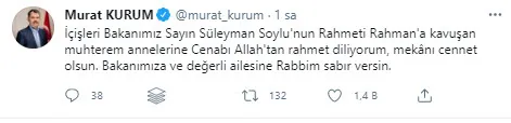 Son dakika: İçişleri Bakanı Süleyman Soylu’nun annesi hayatını kaybetti! Acı haberi Sağlık Bakanı Fahrettin Koca verdi