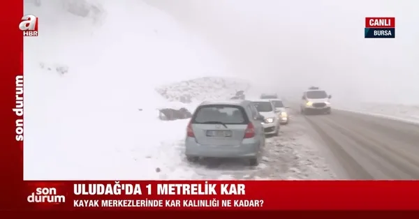 Bursa Uludağ'da kar kalınlığı 1 metreyi aştı | Son durumu A Haber muhabiri canlı yayında aktardı - 1