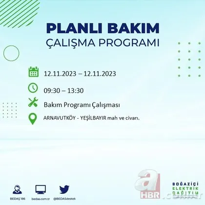 İstanbul’da pazar günü elektrik kesintisi! Tam 13 ilçede yaşanacak! İşte o mahallelerin listesi...