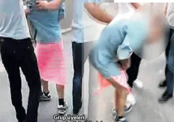 Halk torbacıya etek giydirip teşhir etti