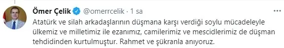 AK Parti Sözcüsü Ömer Çelik: Gazi Mustafa Kemal Atatürk milletimizin ortak ve yüksek değeridir - 1