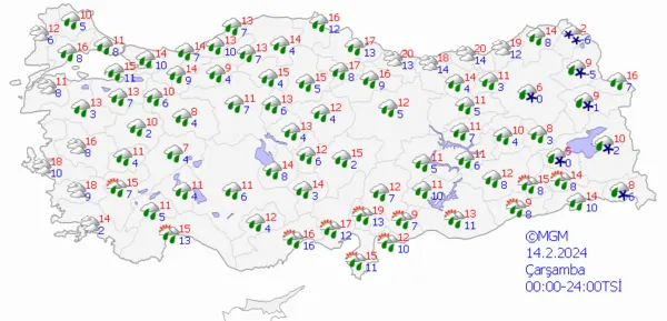 1707632175250.png Sıcaklıklar düşüyor sağanak yağış yolda! 81 ilde alarm verildi! Meteoroloji'den üst üste uyarılar... - 7