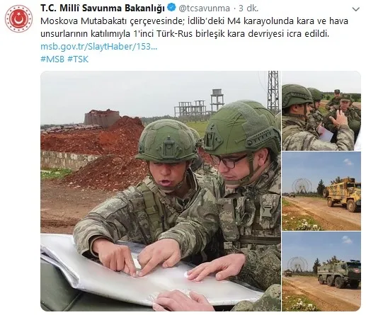 Son dakika: MSB: Türk-Rus ortak devriyesi İdlib’de yapıldı! İşte ilk fotoğraflar...