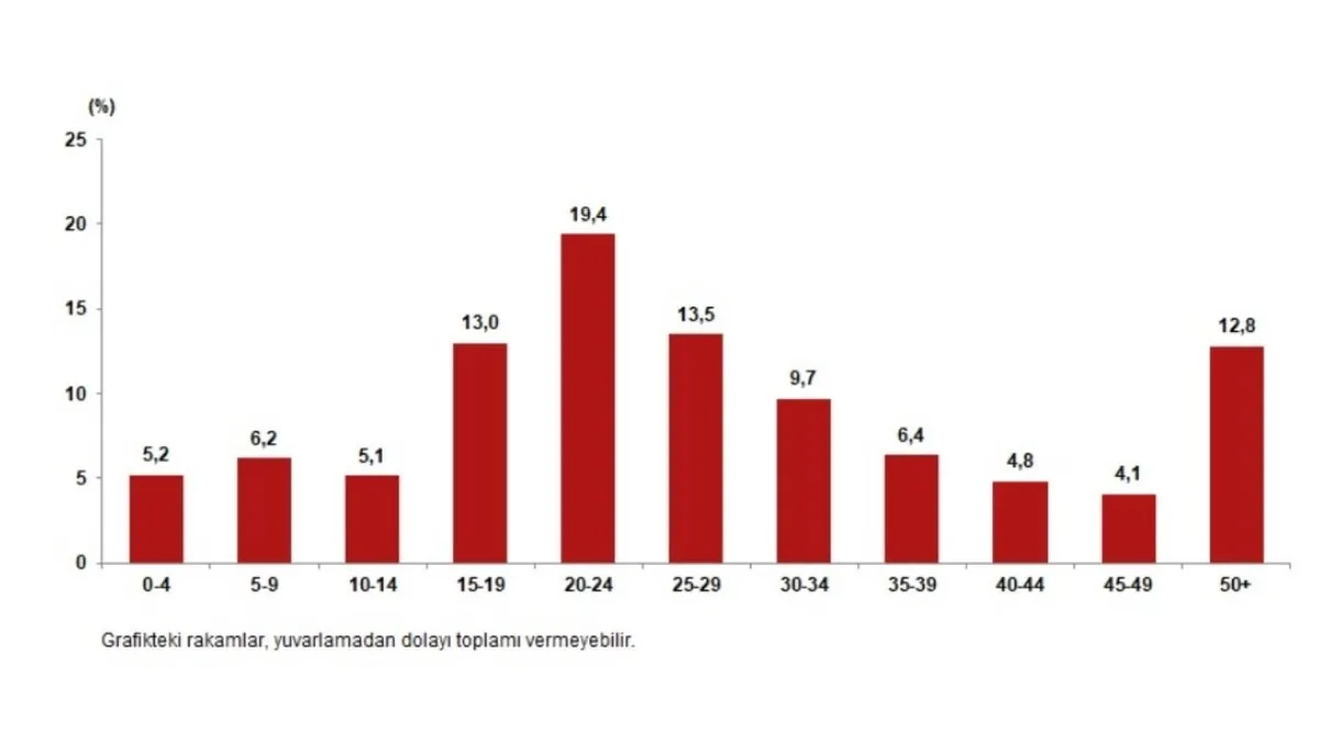 2025 yılında en yoğun göç hareketi 20-24 yaş grubunda yaşandı. (Fotoğraf: TÜİK)