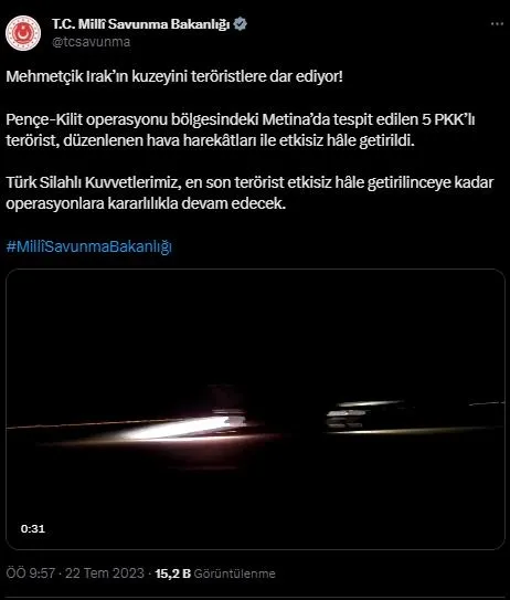 Irak’ın kuzeyinde terörist avı! 5’i daha öldürüldü