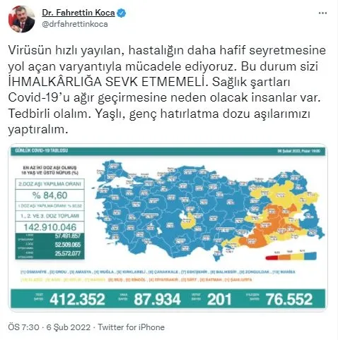 Son dakika: Sağlık Bakanı Fahrettin Koca koronavirüs haritasını paylaştı! Hangi illerde koronavirüs vakaları arttı?