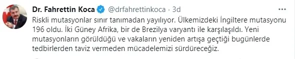 Bilim Kurulu toplantısı sonrası son dakika açıklaması! Güney Afrika ve Brezilya varyantı mutasyonlu virüs Türkiye'de... - 9