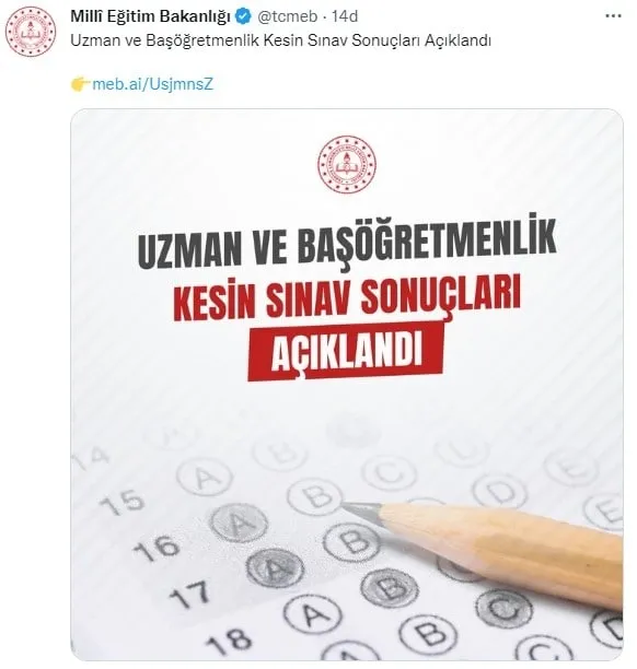 Uzman ve başöğretmenlik sınav sonuçları sorgulama! Uzman ve başöğretmenlik sınav sonuçları nereden, nasıl öğrenilir? - 1