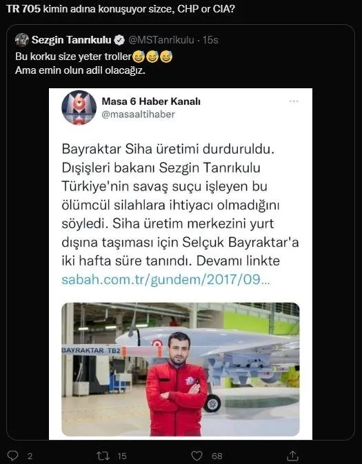 CHP’li Sezgin Tanrıkulu’dan skandal Bayraktar SİHA paylaşımı: Dışişleri Bakanı olunca bunu yapacakmış! Tepki yağıyor: Kimin adına konuşuyor CHP mi CIA?