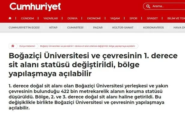 Çevre ve Şehircilik Bakanlığından "Boğaziçi Üniversitesi imara açılacak" iddiasına yalanlama - 1