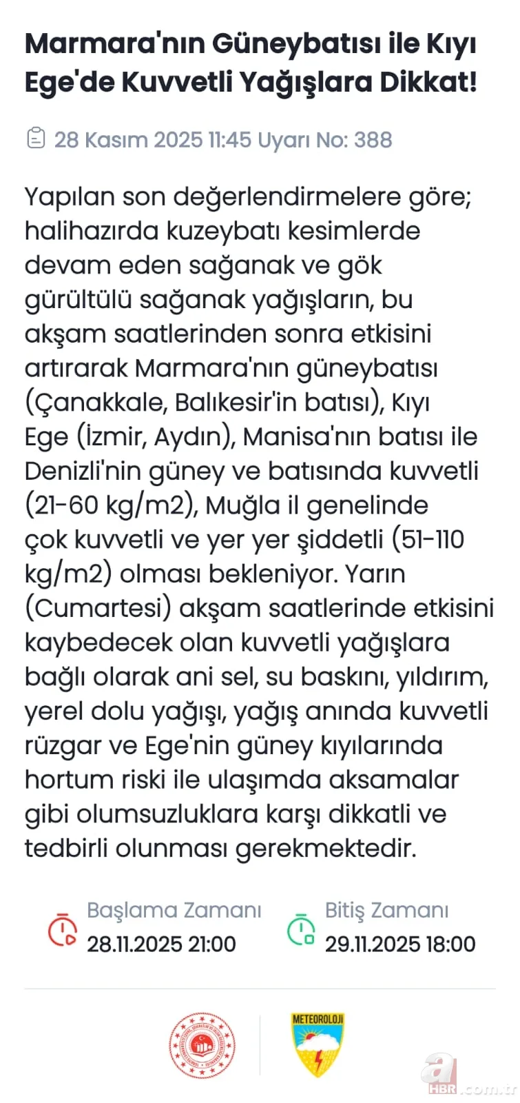 Türkiye genelinde yağış: O saatlere dikkat! Meteorolojiden 8 il için sarı ve turuncu kod 13