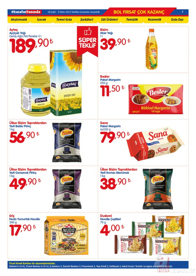 28 Eylül Bizim Toptan Market indirim kataloğu yayınlandı! 2 kg kaşar peynir 285 TL, 3 kg çay 267 TL, 3 kg çay 267 TL, 50’li karton bardak 12.46 TL’den satışa sunuluyor 7