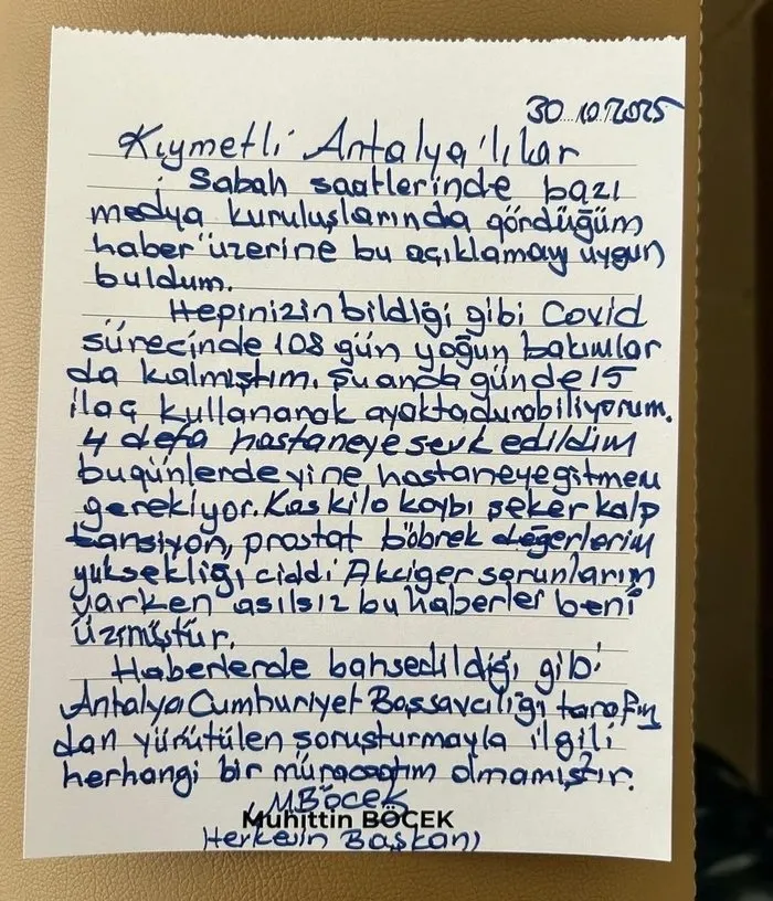 Muhittin Böcek'in yazdığı iddia edilen mektup (X)