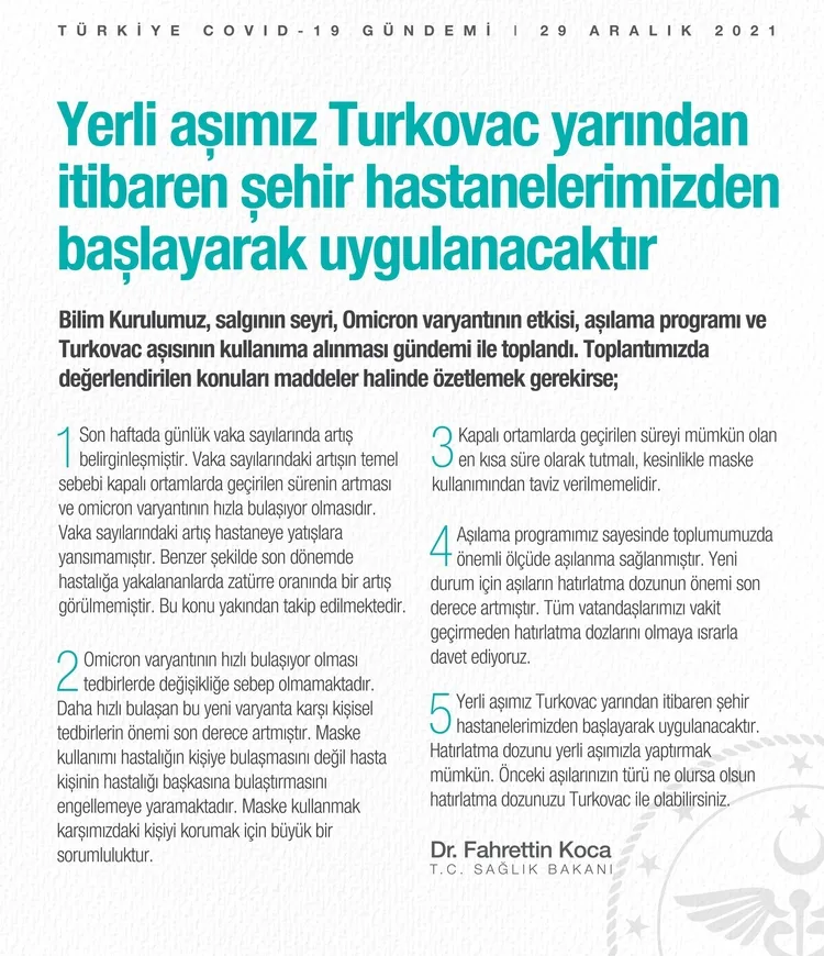 Koronavirüs Bilim Kurulu sonrası Bakan Koca'dan TURKOVAC çağrısı - 2