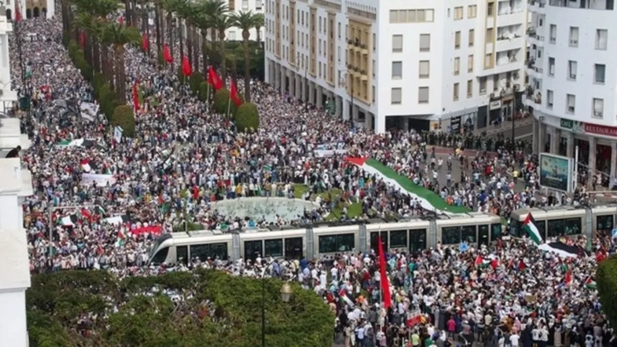 Fas'ın 56 kentinde Gazze'ye destek gösterisi!