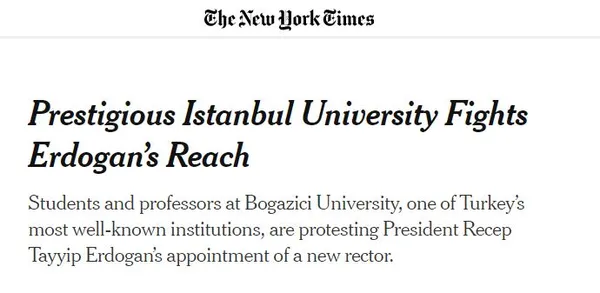 Başkan Erdoğan'ı hedef gösteren New York Times'dan Boğaziçi Üniversitesi olaylarına destek - 2
