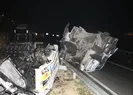 Koskoca tır ikiye bölünüp parçalandı