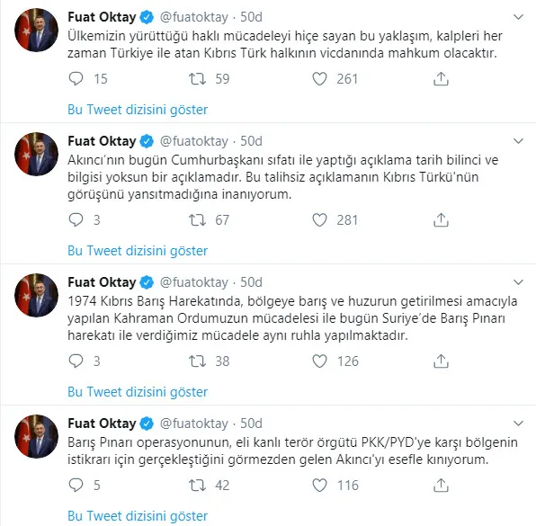 Fuat Oktay'dan KKTC Cumhurbaşkanı Akıncı'ya kınama - 1