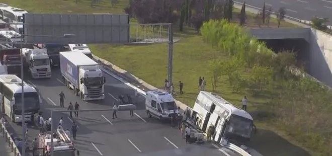 Yavuz Sultan Selim Köprüsü’nde yolcu otobüsü kaza yaptı!