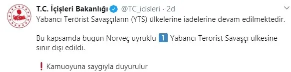 İçişleri Bakanlığından son dakika açıklaması: O terörist sınır dışı edildi...