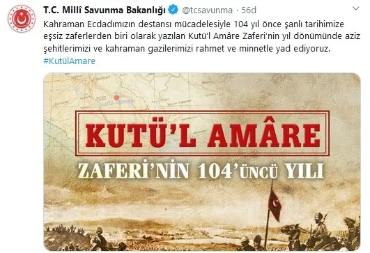Son dakika: Milli Savunma Bakanlığından Kut'ül Amare Zaferi paylaşımı - 1