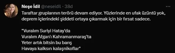deprem-bolgesinde-skandal-tezahurat-vuralim-suriyeliyi-hatayda-vuralim-afgani-kahramanmarasta-1676315231552.jpg Deprem bölgesinde skandal tezahürat: "Vuralım Suriyeliyi Hatay'da vuralım Afgan'ı Kahramanmaraş'ta" - 6
