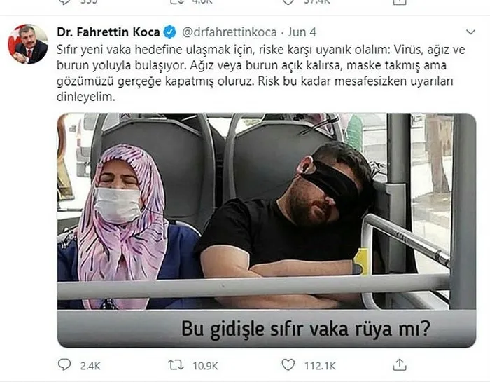 Sağlık Bakanı Fahrettin Koca maskeyi gözüne takan kişiyi telefonla aradı - 1
