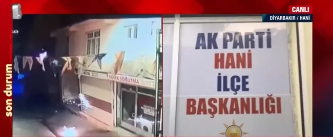 Diyarbakır'da provokatif saldırı! AK Parti Hani İlçe Başkanlığı'na molotofkokteyli atıldı - 1